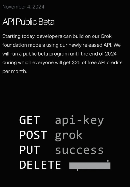 xAI正式开放Grok API 推全新grok-beta预览版本